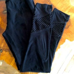 Black leggings with calf cut outs